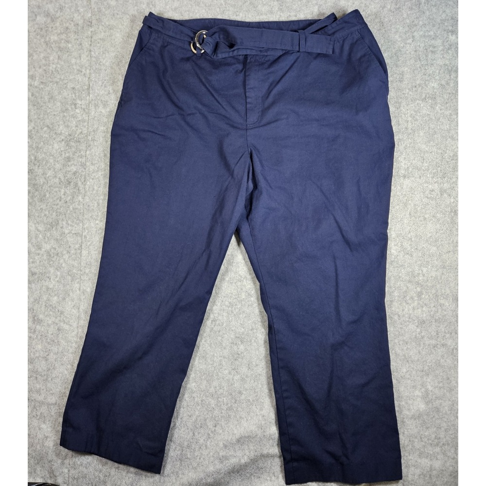 Lauren Ralph Lauren Womens Navy Ankle Pants Classic Preppy Casual Plus Sz 22W